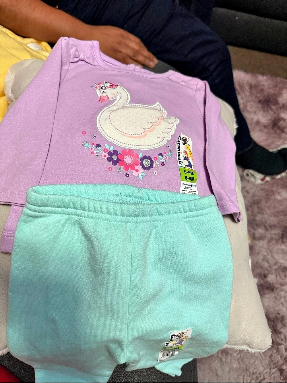 Garanimals Baby Girl Swan Bodysuit and Pants Outfit Set Swan Bodysuit & Pants